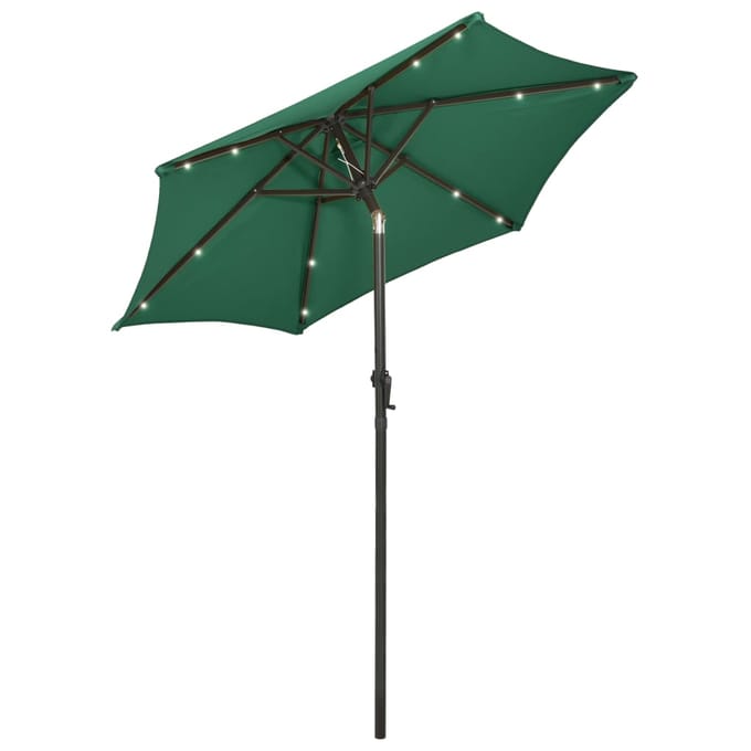 vidaXL - Parasol - met - LED-verlichting - 200x211 - cm - aluminium - groen