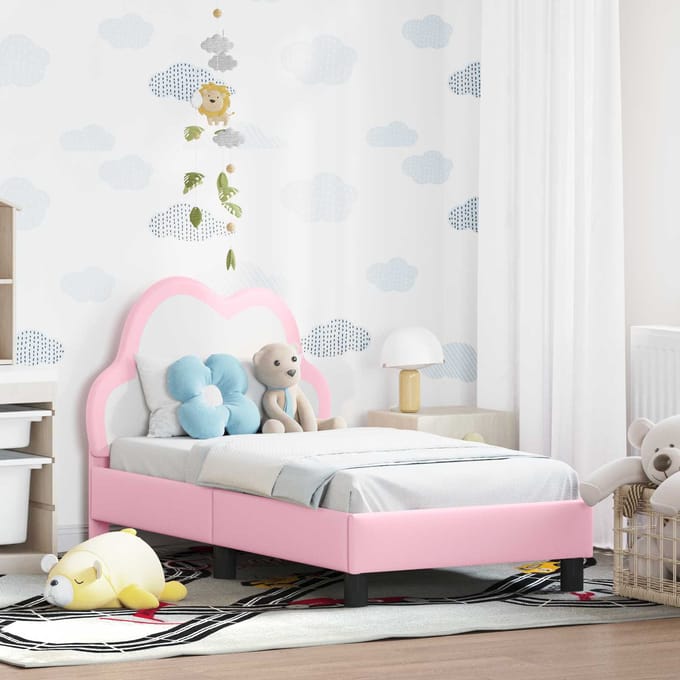 vidaXL - Peuterbedframe - met - hoofdboard - Roze - 70 - x - 140 - cm - PU
