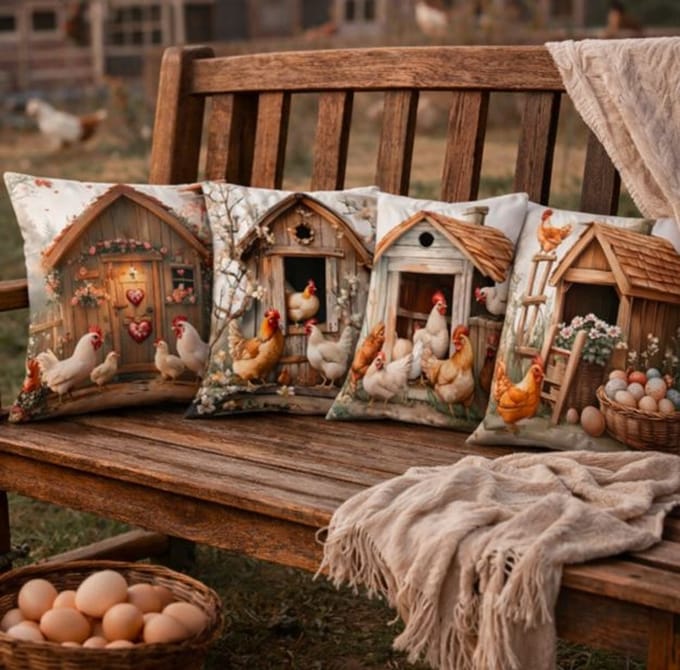 Countryside Chickens Collection Kussenhoes - 45x45 cm