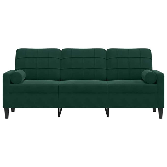 vidaXL - Driezitsbank - met - sierkussens - 180 - cm - fluweel - donkergroen
