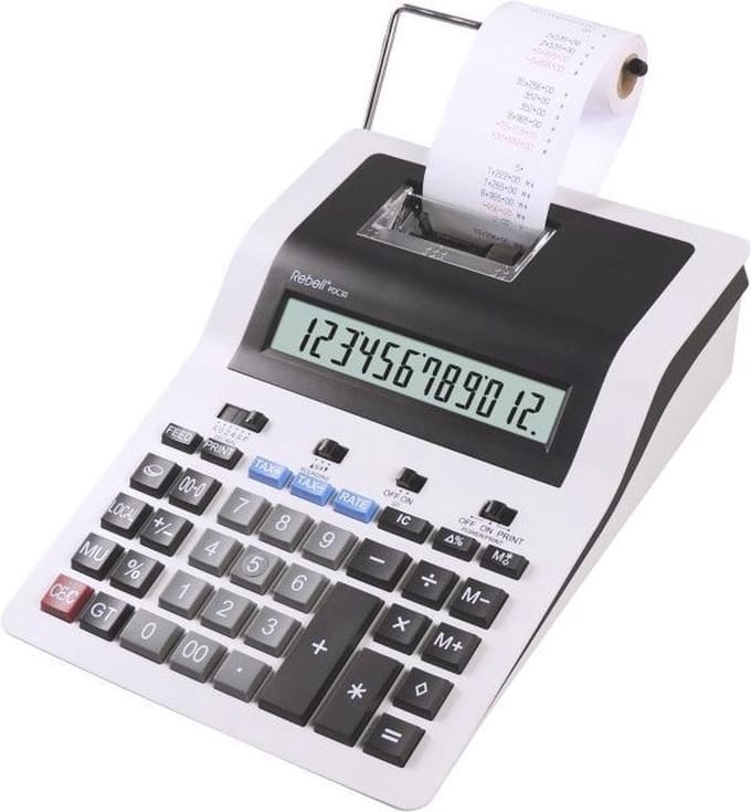 Rebell printcalculator - PDC30 WB - wit-zwart - RE-PDC30-WB