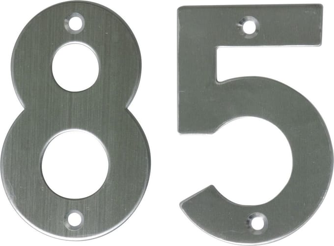 AMIG Huisnummer 85 - massief Inox RVS - 10cm - incl. bijpassende schroeven - zilver