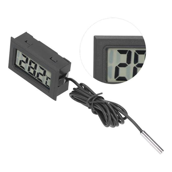Ingebouwde elektronische thermometer Mini digitale waterdichte temperatuurmeter voor buiten gray
