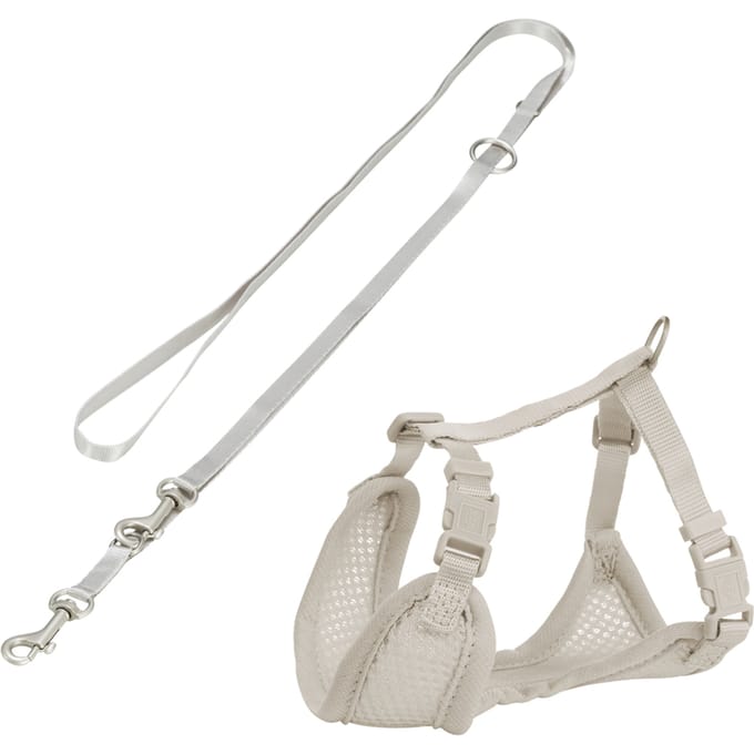 Trixie Junior Puppy Soft Tuigje met Lijn 26-34cm/10mm 200cm lichtgrijs