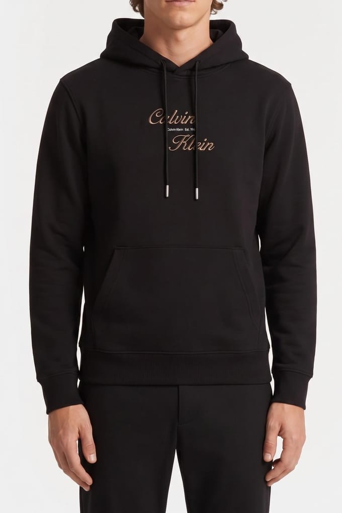 Calvin Klein Long Sleeve Classic 350gsm Terry Script Black Maat: M | Hoodies Outlet | Heren | Zwart