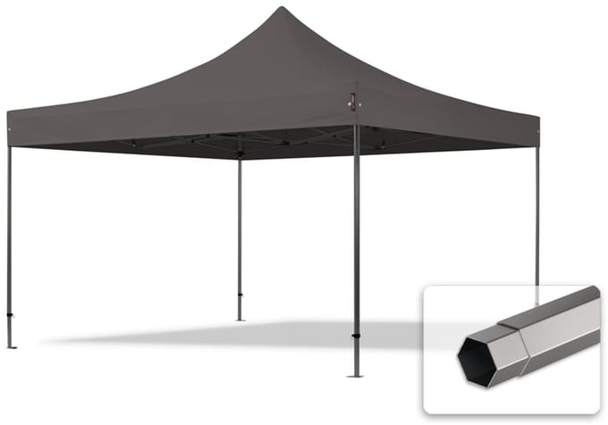 4x4 m Easy Up partytent Vouwpaviljoen, PREMIUM staal 40mm, donkergrijs