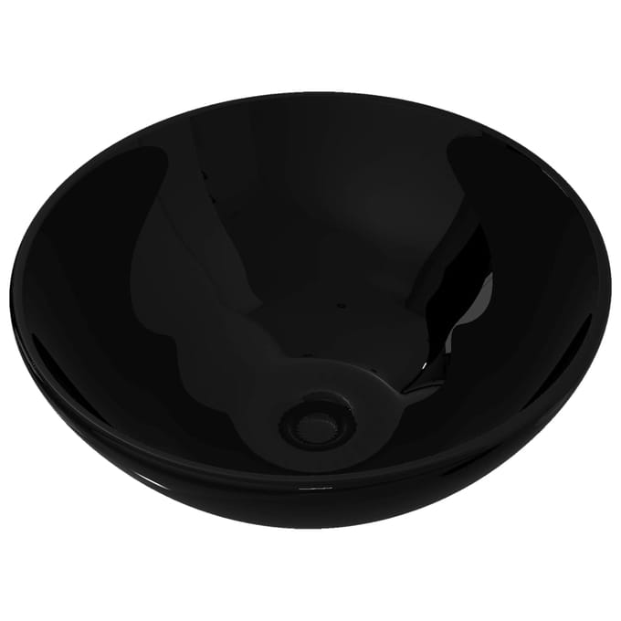 vidaXL - Wasbak, - keramiek, - rond, - zwart - 325 - mm