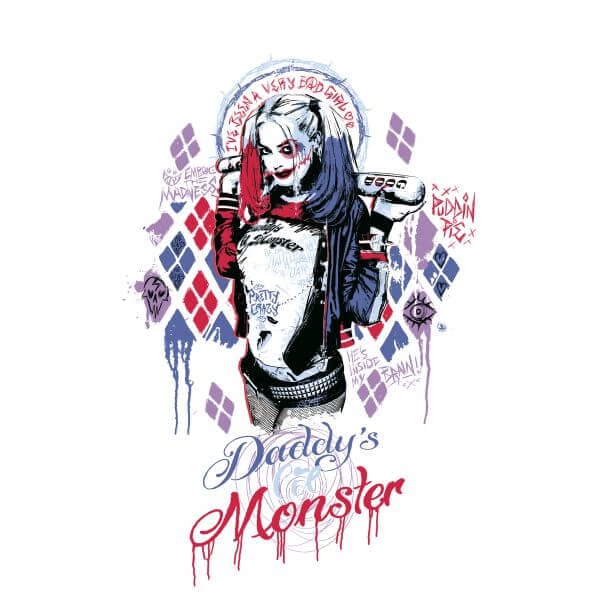 DC Comics Suicide Squad Daddy's Lil Monster Dames T-shirt - Wit - S