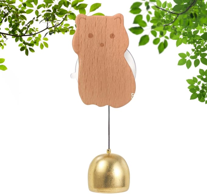 Decoratieve Deurbel - Dier Geluid - Winkel Verwarming - Handgemaakte Chime - 12cm Diameter - Hout Goud
