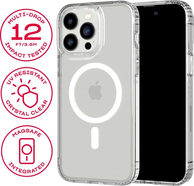 Tech21 Evo Clear - iPhone 14 Pro Max telefoonhoesje - Schokbestendig - MagSafe - 3,6 meter valbestendig