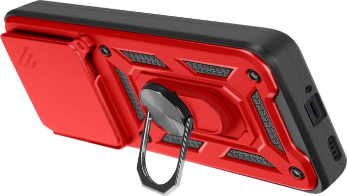 Mayaxess, Hoesje voor Xiaomi 14T Pro Ring Support Schuifcamera Cover, Rood