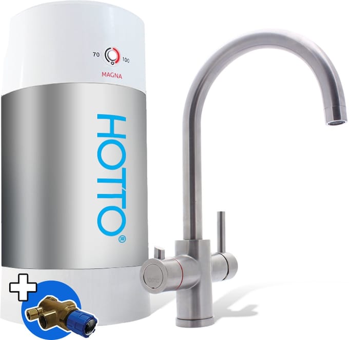 HOTTO Combi 8L - Arco RVS 3-in-1 kraan - inlaatcombinatie - mengventiel