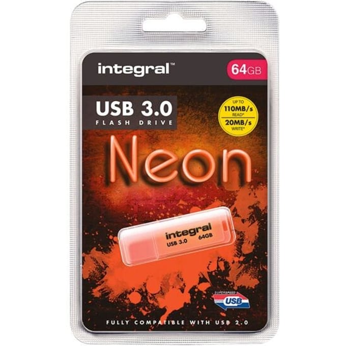 USB stick 3.0 Integral Neon USB-A 64GB oranje