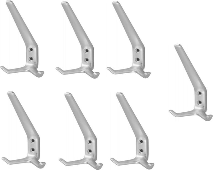 Hermeta hoed en jashaak 0032-01 - Aluminium - Dubbel - Naturel - 7 Stuks