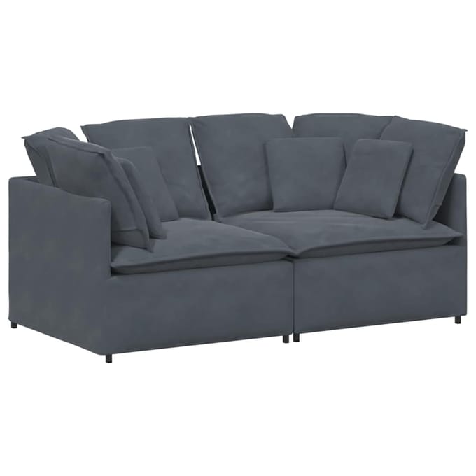 vidaXL - Modulaire - bank - met - kussens - fluweel - donkergrijs