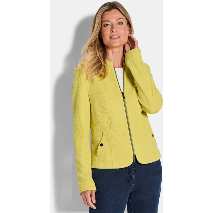 Jersey blazer met ritssluiting - geel - Gr. 44 van Goldner Fashion