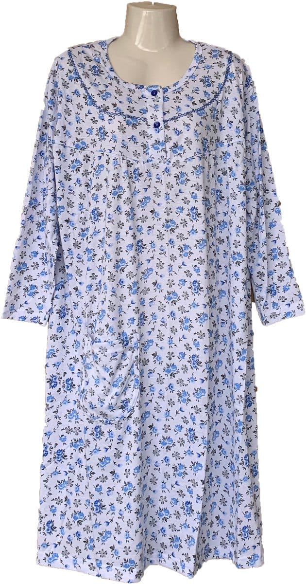 Dames Nachtjapon Lange Mouwen M - Blauw