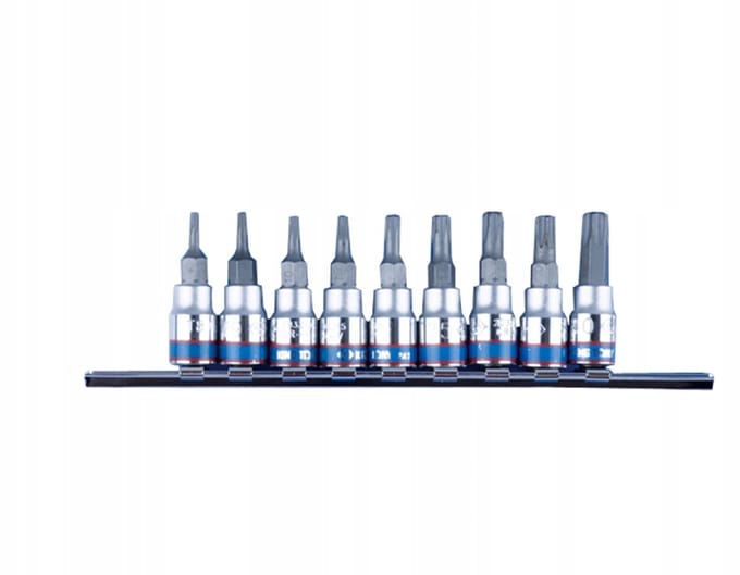 King Tony Torx Bitdoppen Set met Gat 1/4'' 9 Stuks T8-T40