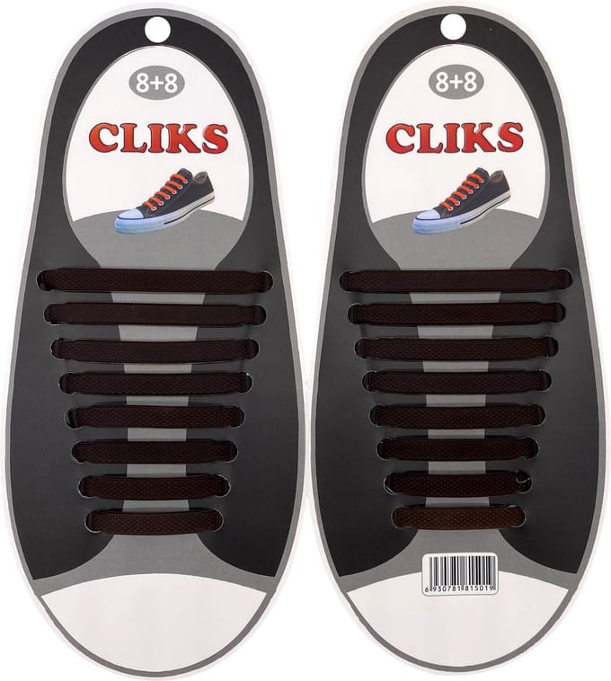 Elastische Veters Bruin - Zonder Strikken - 1 Paar Schoenen - Kinderen & Volwassenen - CLIKS