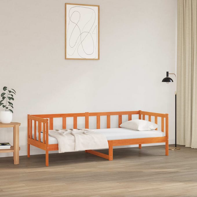 vidaXL - Bedframe - met - hoofdeinde - Wasbruin - 90 - x - 190 - cm - Massief - grenenhout