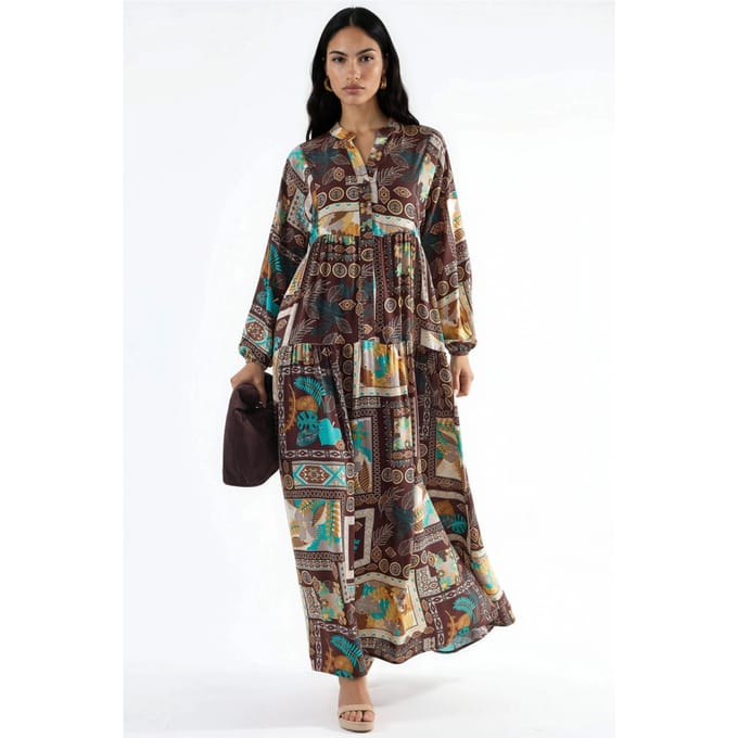 V-hals Patroon Maxi Jurk