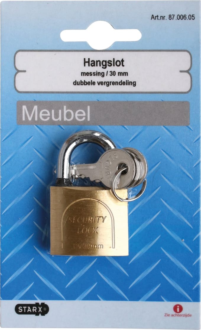 Starx Hangslot dubbelgrendel 30mm messing