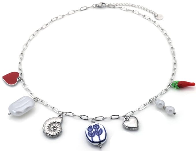 Dames Ketting - Zilver - Bedel Design - Roestvrijstaal (RVS) - 45CM