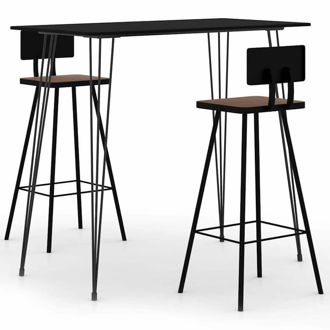 vidaXL - 3-delige - Barset - zwart