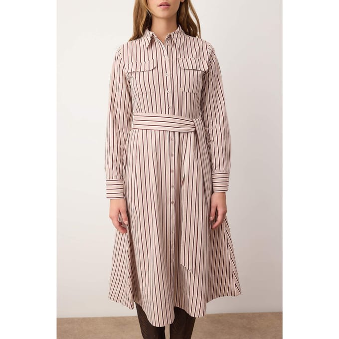 Gestreepte midi-jurk voor dames, casual/dagelijks.