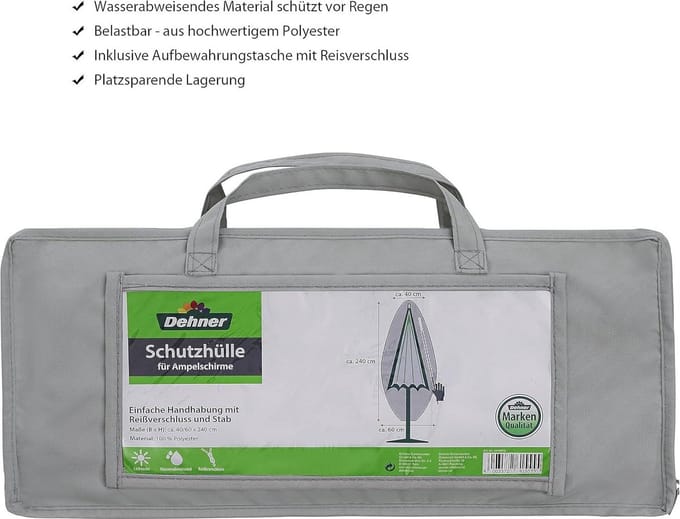 Beschermhoes voor zweefparasol - 240 x 60 cm - grijs - polyester - waterdicht