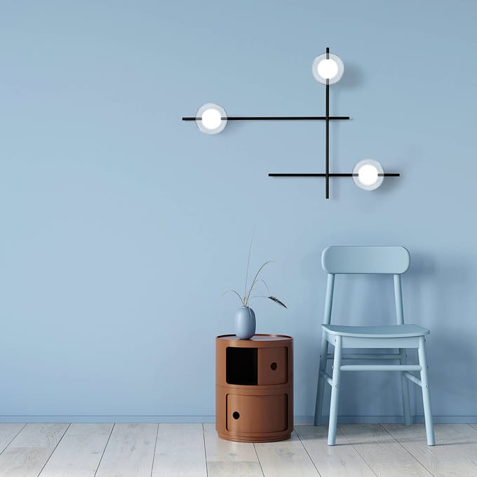 miloox by Sforzin Wandlamp Mikado, helder/frosted, 3-lamps