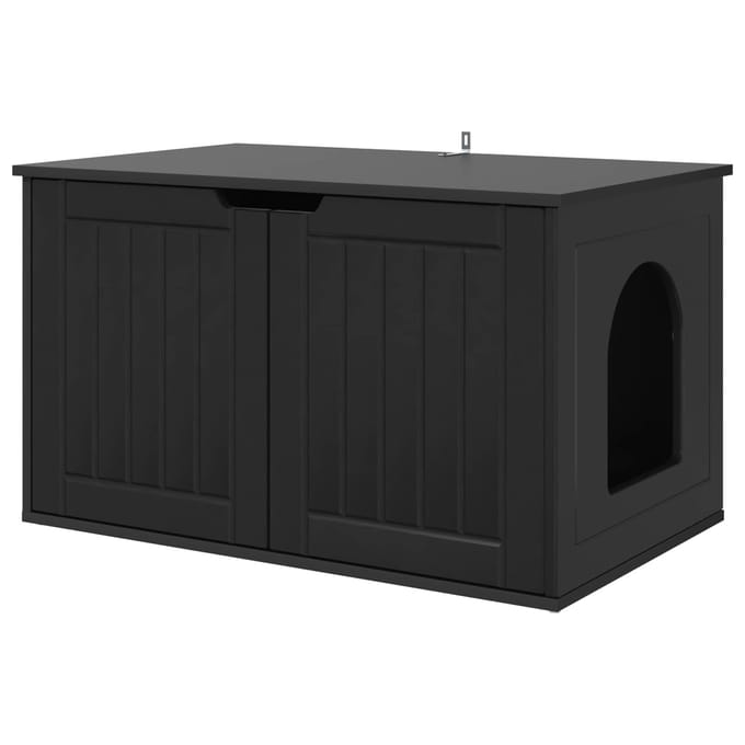 vidaXL Kattenhuis Zwart 85 x 55 x 50,5 cm Bewerkt hout