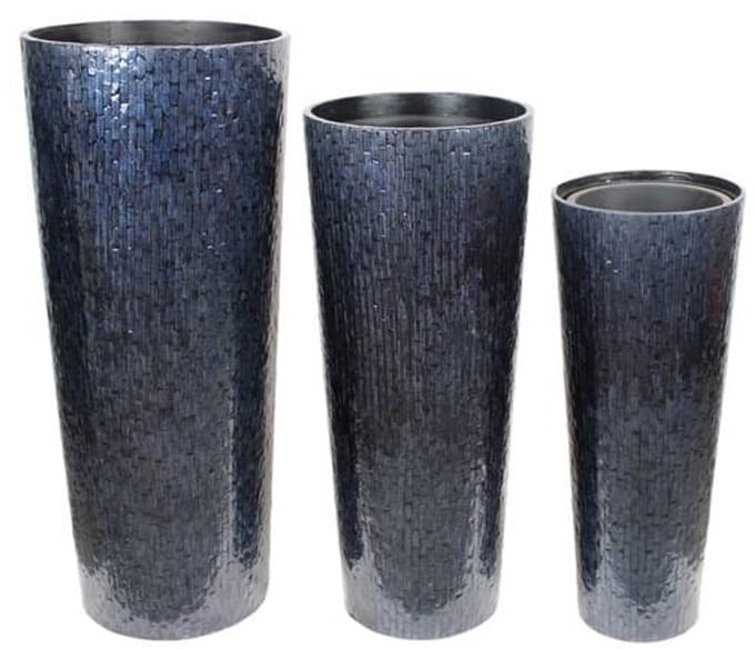 Vazen set 3-delig MDF en capiz – donkerblauw 91,5 cm