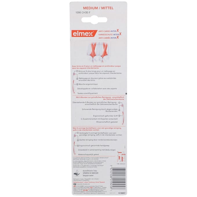 Elmex Anti-Caries InterX Tandenborstel Medium Duo Pack (Kleur : Blauw)