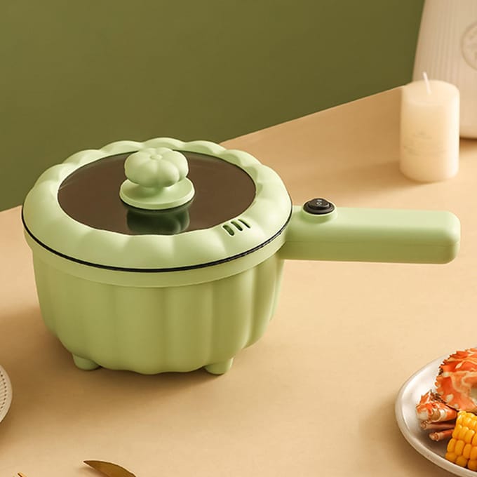 2.0L Elektrische Kookpot Multifunctioneel 600W Draagbaar Lange Handvat Hot Pot Noodle Koker voor beige