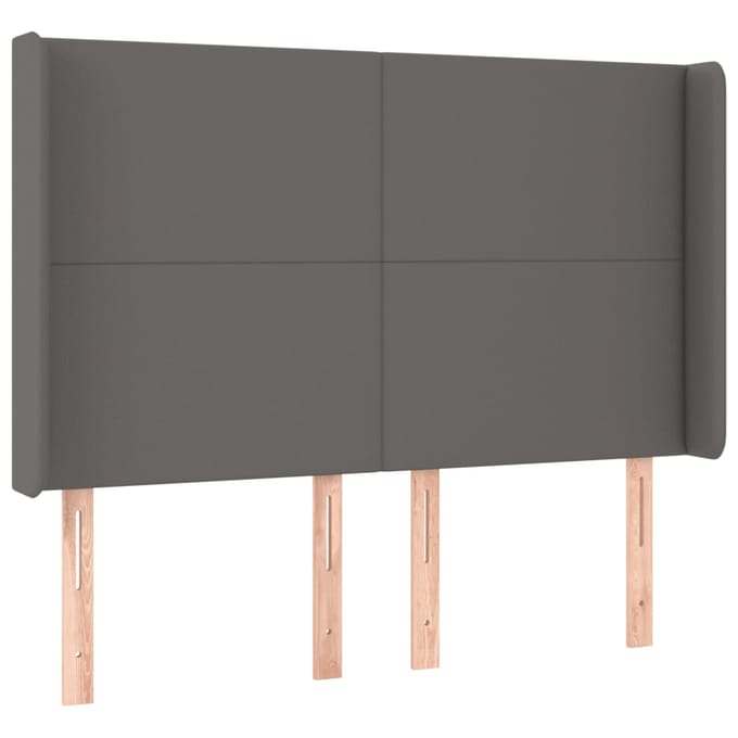 vidaXL - Hoofdbord - LED - 147x16x118/128 - cm - kunstleer - grijs