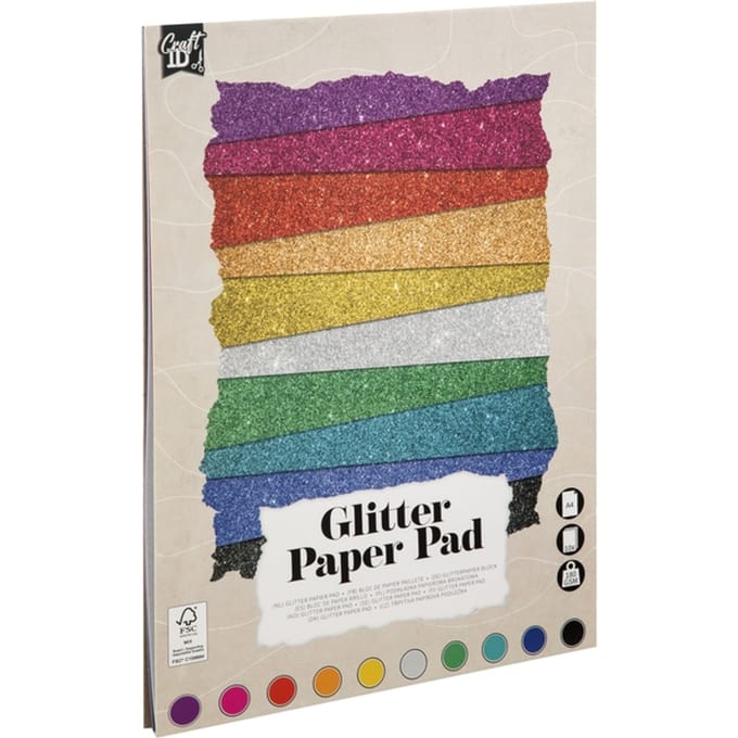 Hobbykarton CarftID glitter 24x34cm 180gr 10 vel 10 kleuren