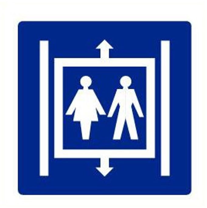 Gezamenlijke lift sticker, blauw wit 200 x 200 mm