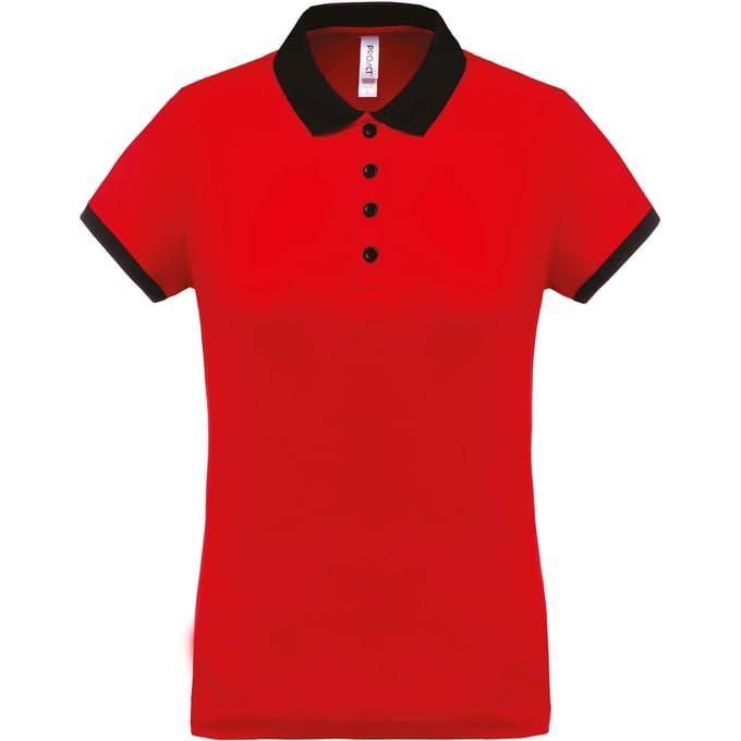 Damessportpolo 'Proact' met korte mouwen Red/Black - M