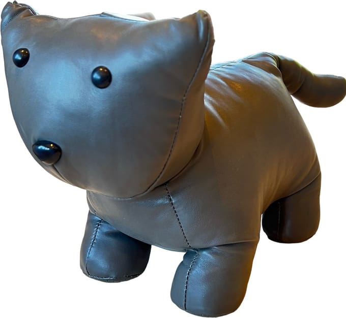 Deurstopper - Kat, Poes, Kunstleder - Afm. 23,5 x 14 x 30 cm - 1200 Gram - Grijs