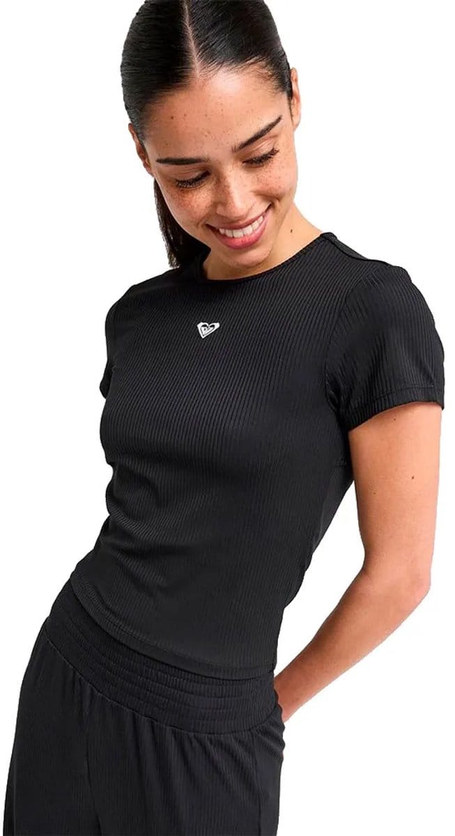Roxy Rise&vibe Korte Mouw Top Zwart S Vrouw