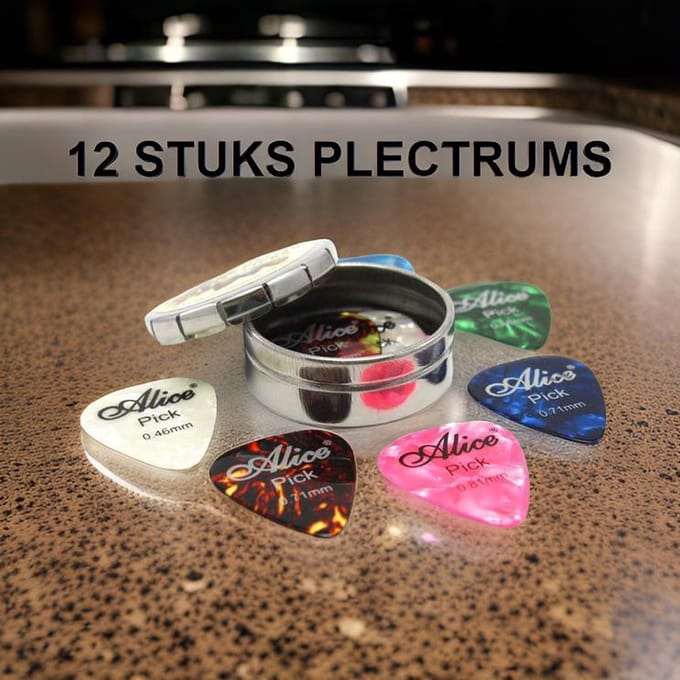 12 Stuks Professionele Plectrums Set - Meedere Maten - Gitaar - Multicolor