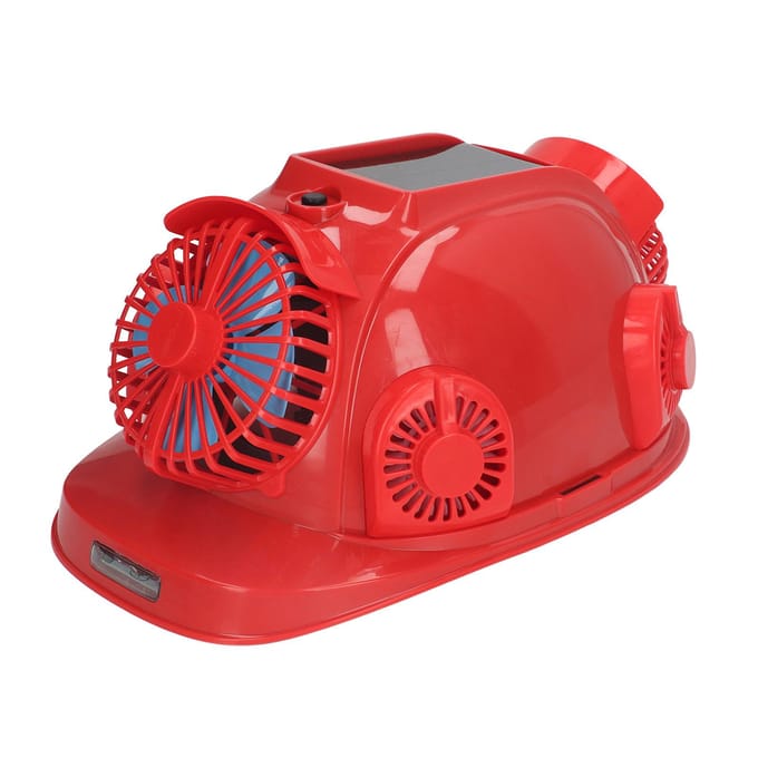 Casque de sécurité solaire rouge à 6 ventilateurs Double climatisation Bluetooth Casque anti-choc 12000mAh red