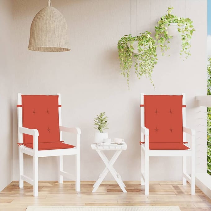 vidaXL - Stoelkussens - 2 - st - lage - rug - 100x50x4 - cm - stof - gemêleerd - rood