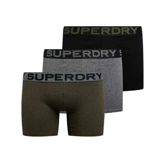 Superdry BOXER TRIPLE PACK Heren Onderbroek - Krst Black Mga Grit/Wnter Khki Grit/Blck