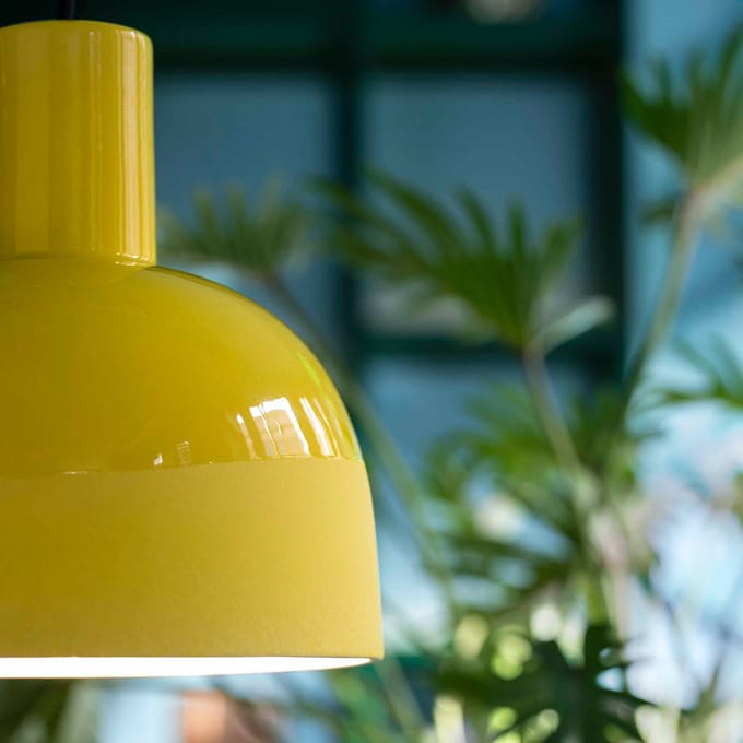 Ferroluce Caxixi hanglamp van keramiek, geel