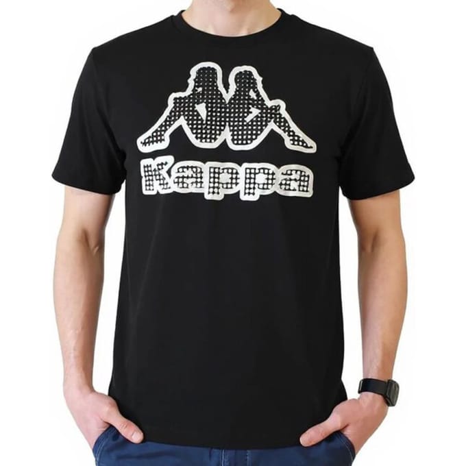 Kappa - Heren - Kappa Big Logo T-Shirt - Wit/Zwart - Maat L