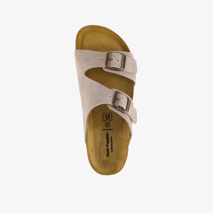 Hush Puppies suède dames bio slippers beige - Maat 41