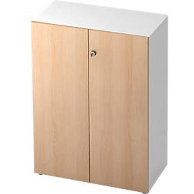 TOPAS LINE archiefkast, 3 dossierhoogtes, afsluitbare deuren, decor wit/eiken