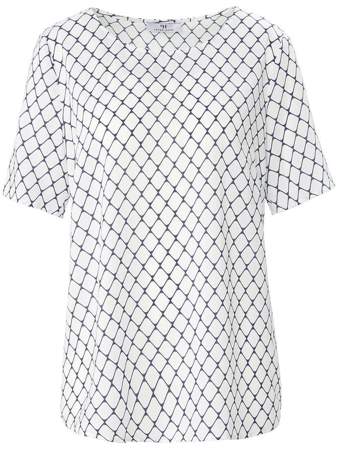 Blouseshirt korte mouwen en print Van Peter Hahn wit